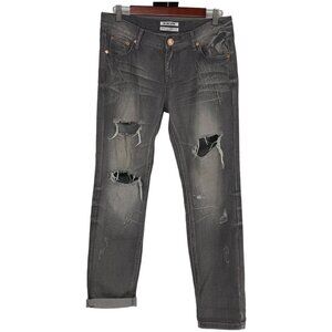 One X One Teaspoon Dark Grey Distressed Ripped  Jeans size 28